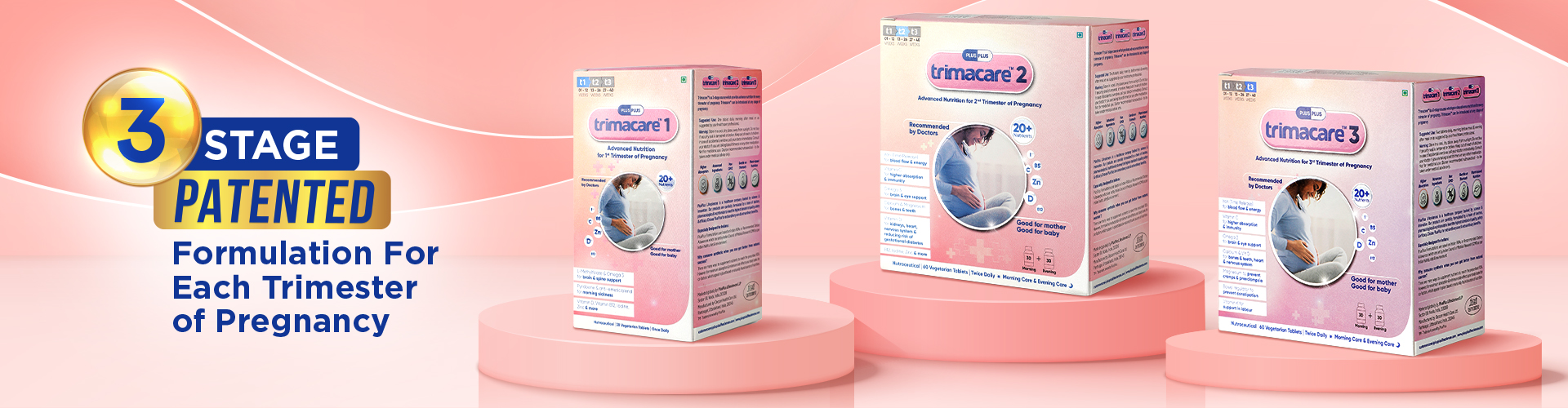 Three boxes of Trimacare, labeled 3 stage patented