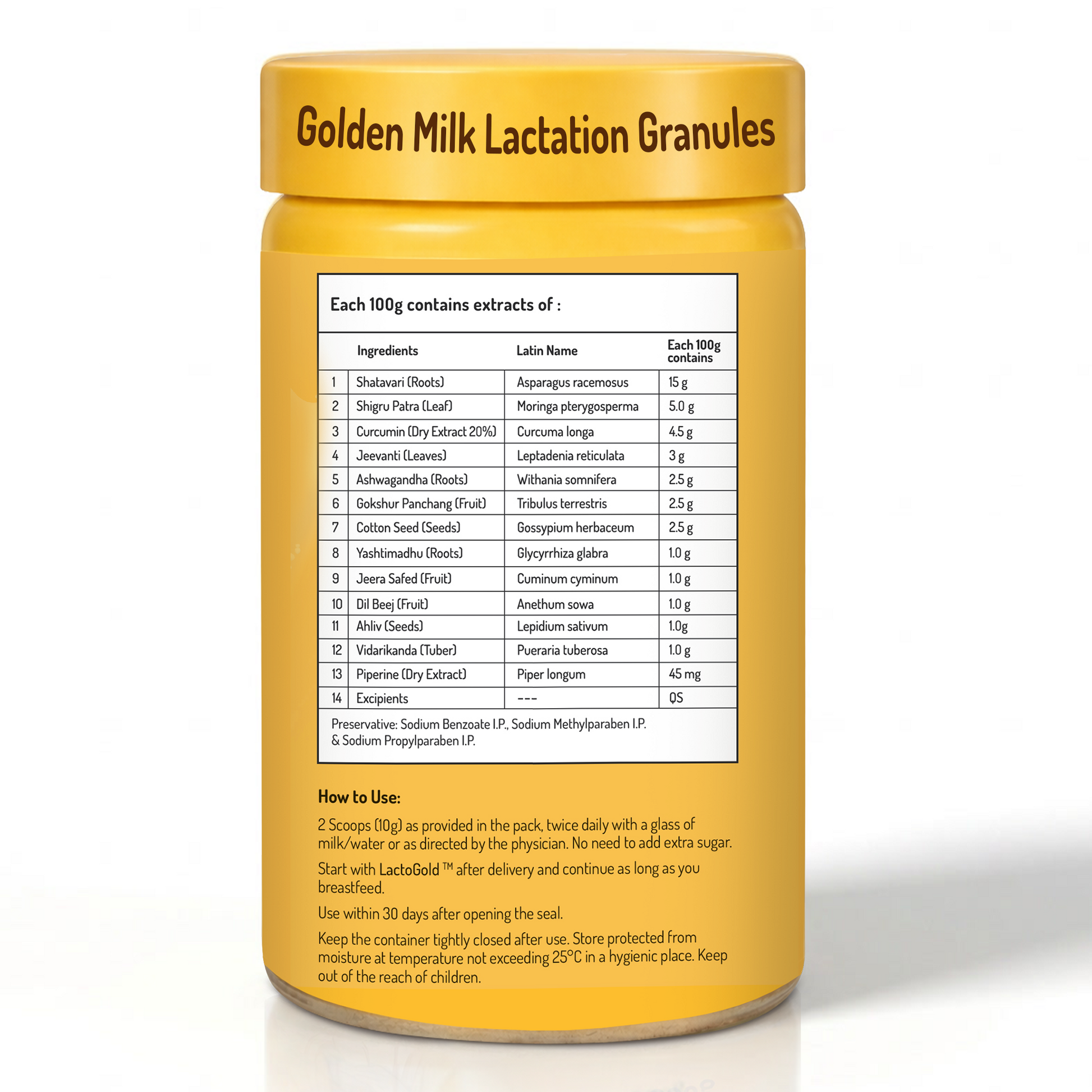 LactoGold golden milk lactation granules ingredients