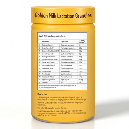 LactoGold golden milk lactation granules ingredients